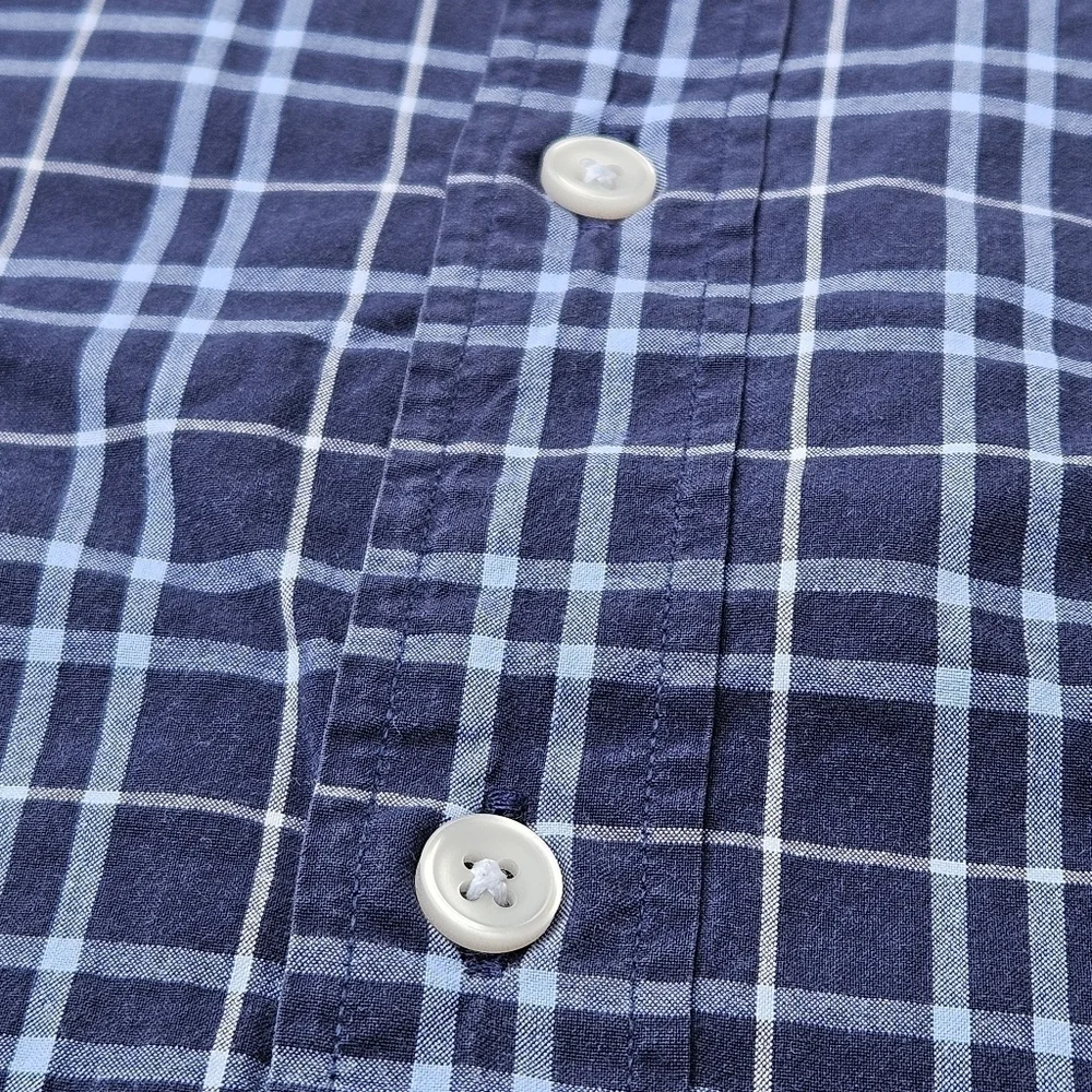J. Crew Vintage Classic Blue White Button Down Long Sleeve Shirt Mens Size Large